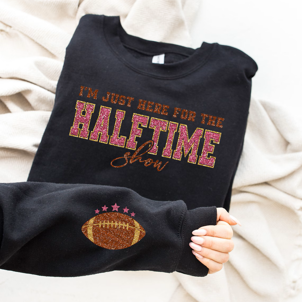 Glitter Superbowl Team Halftime Football Sweatshirt, Funny Game Day Shirt Trending Bling Fan Shirts, Football Crewneck, Football Hoodie, Superbowl GIfts