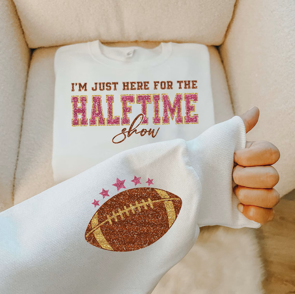 Glitter Superbowl Team Halftime Football Sweatshirt, Funny Game Day Shirt Trending Bling Fan Shirts, Football Crewneck, Football Hoodie, Superbowl GIfts