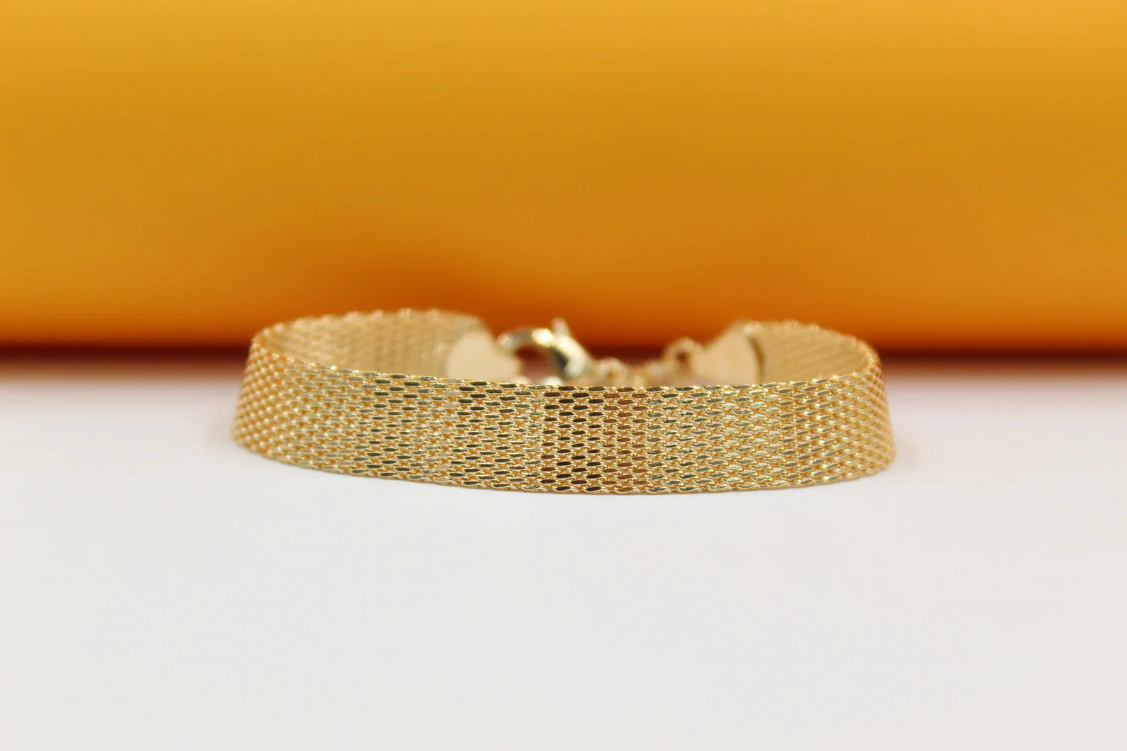 Gold Designed Mesh Link Bracelet (I143)-0