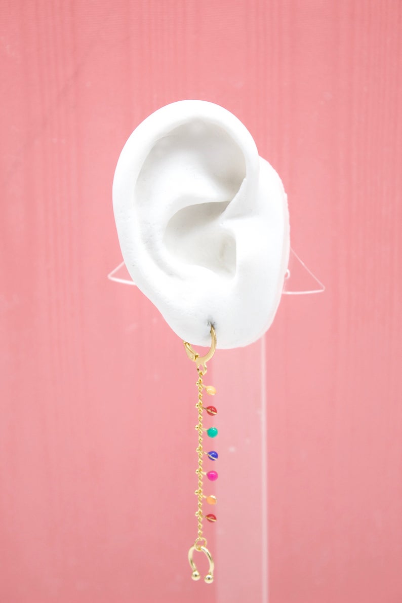 18K Gold Filled Long Drop Dangle Earrings-1