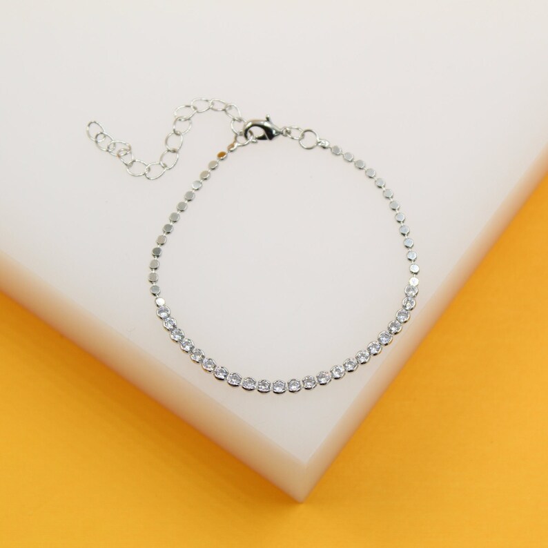 18k Gold Filled Tennis Disc Bracelet (I137A)-1