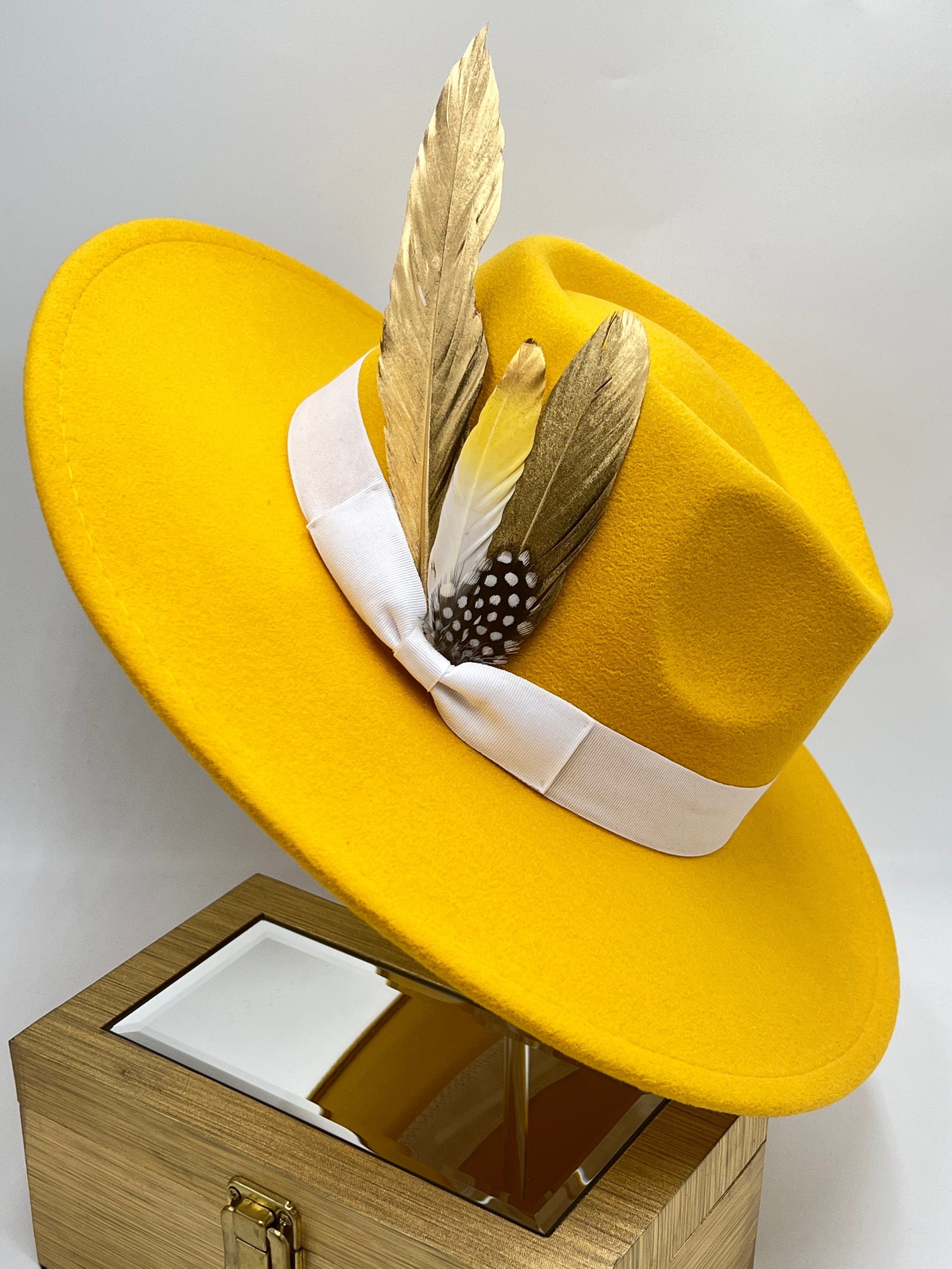 Luxury Fedora Hat-Yellow gold-0