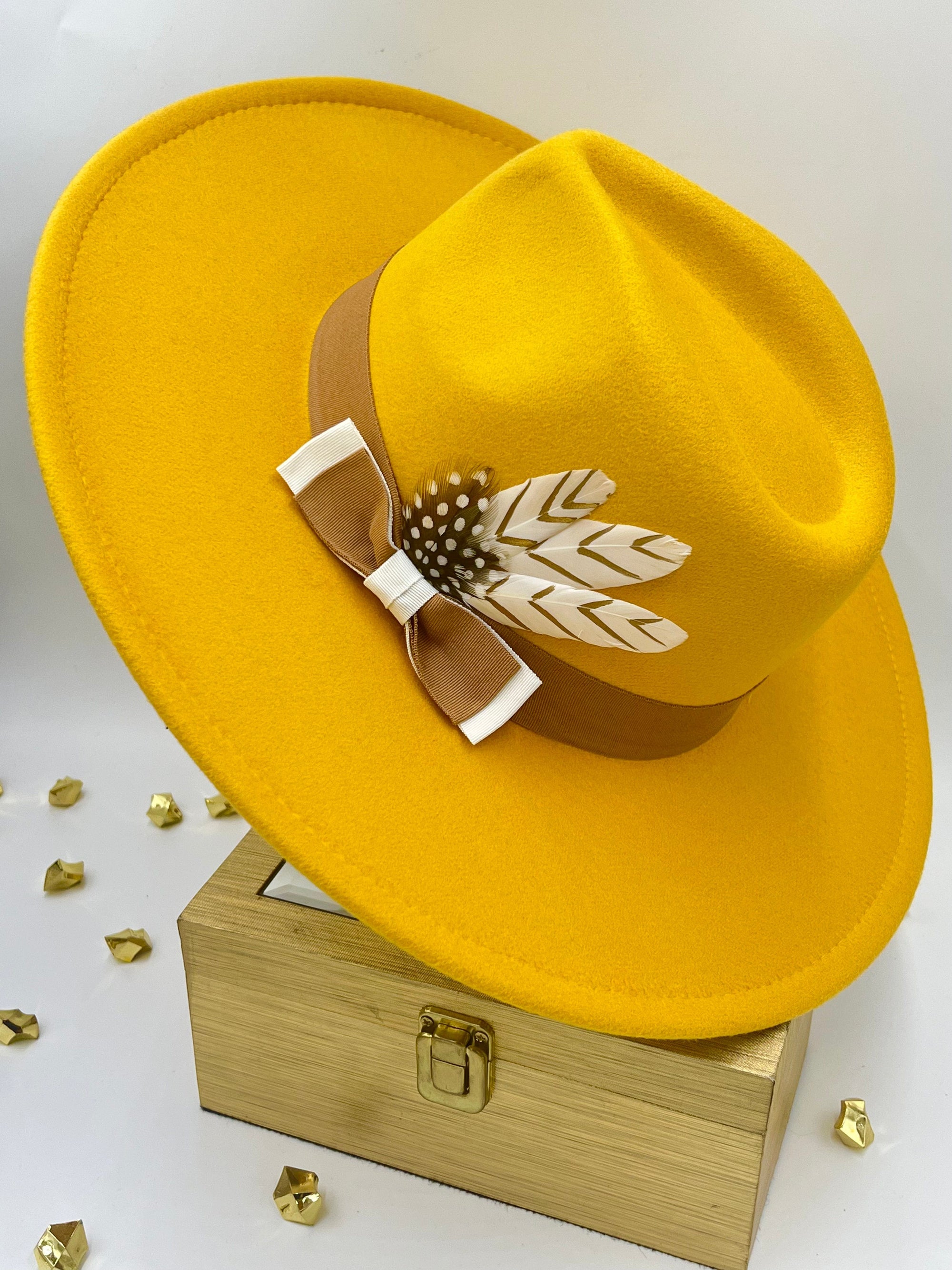 Luxury Fedora Hat-Mustard-0