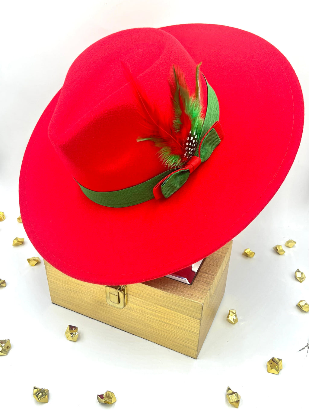 Luxury Fedora Hat-Green Red-0