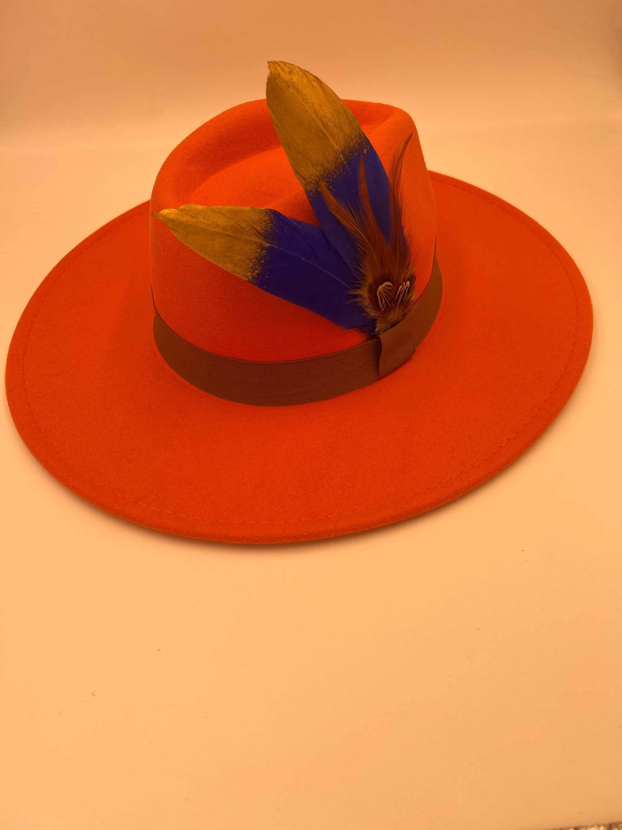 Luxury  Bow Tie Fedora Hat -Rustic blue-0