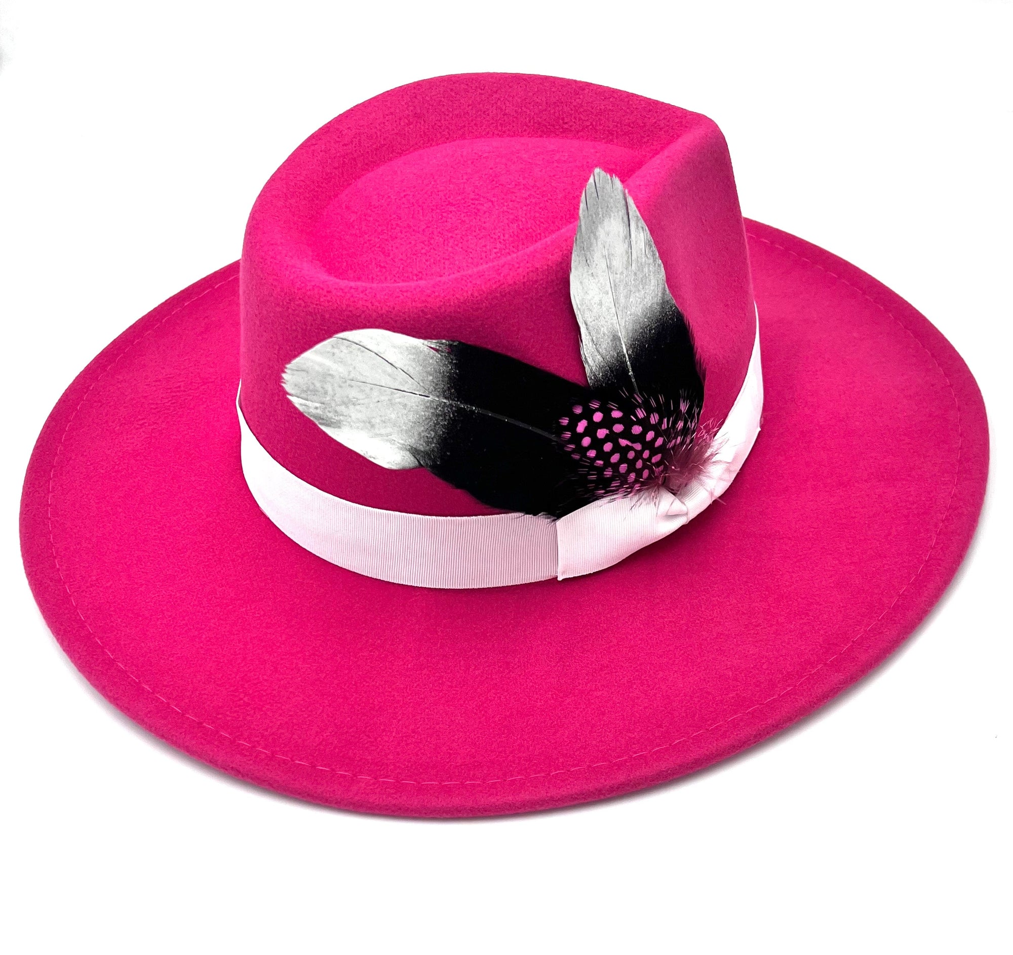 Luxury  Bow Tie Fedora Hat -Pink-0