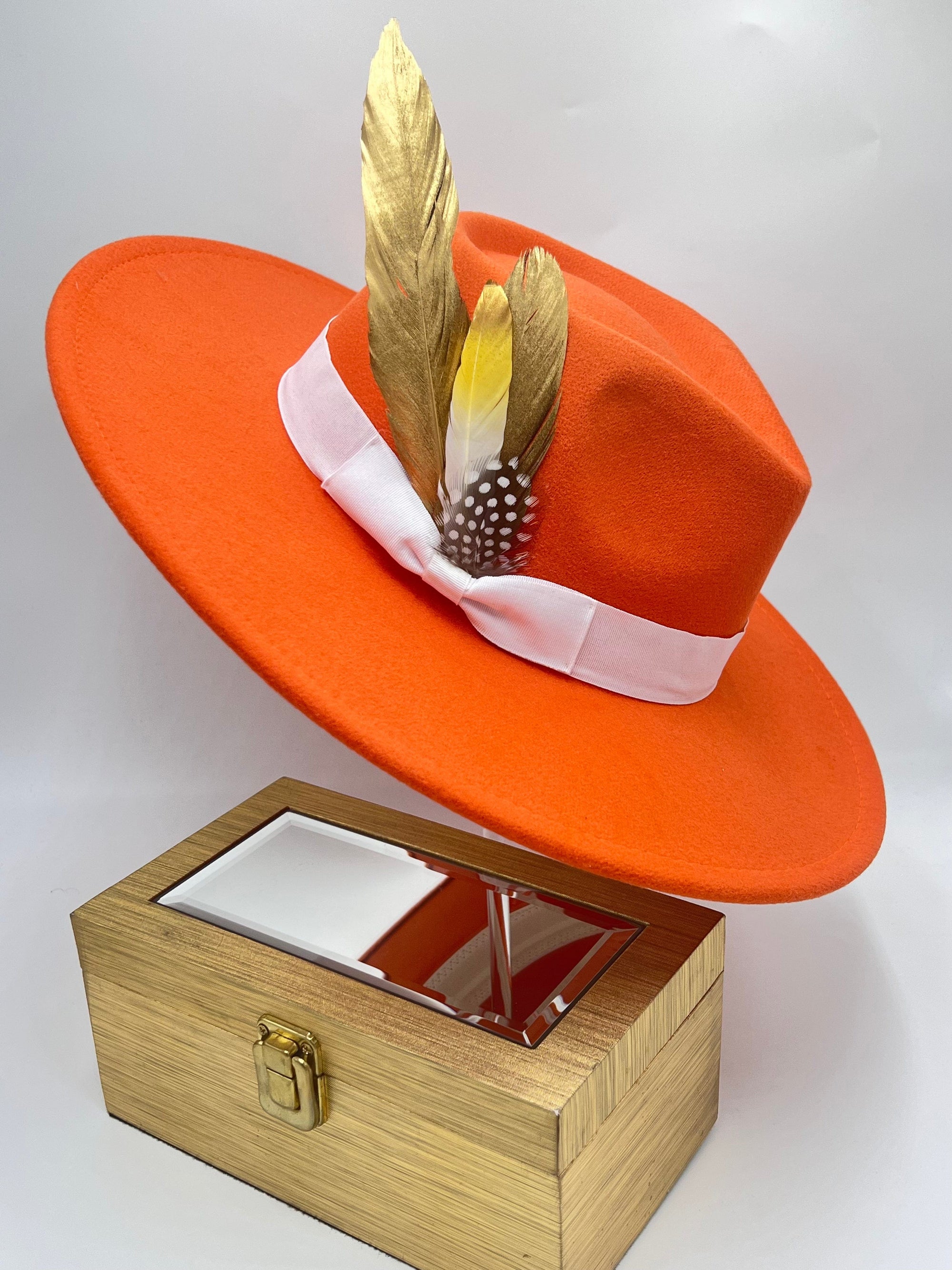 Luxury Fedora Hat-Orange gold-0