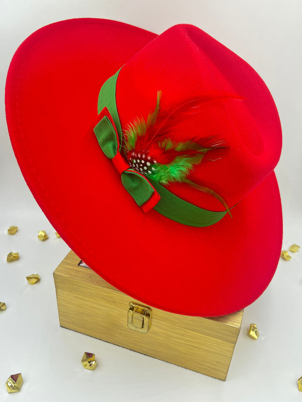 Luxury Fedora Hat-Green Red-1