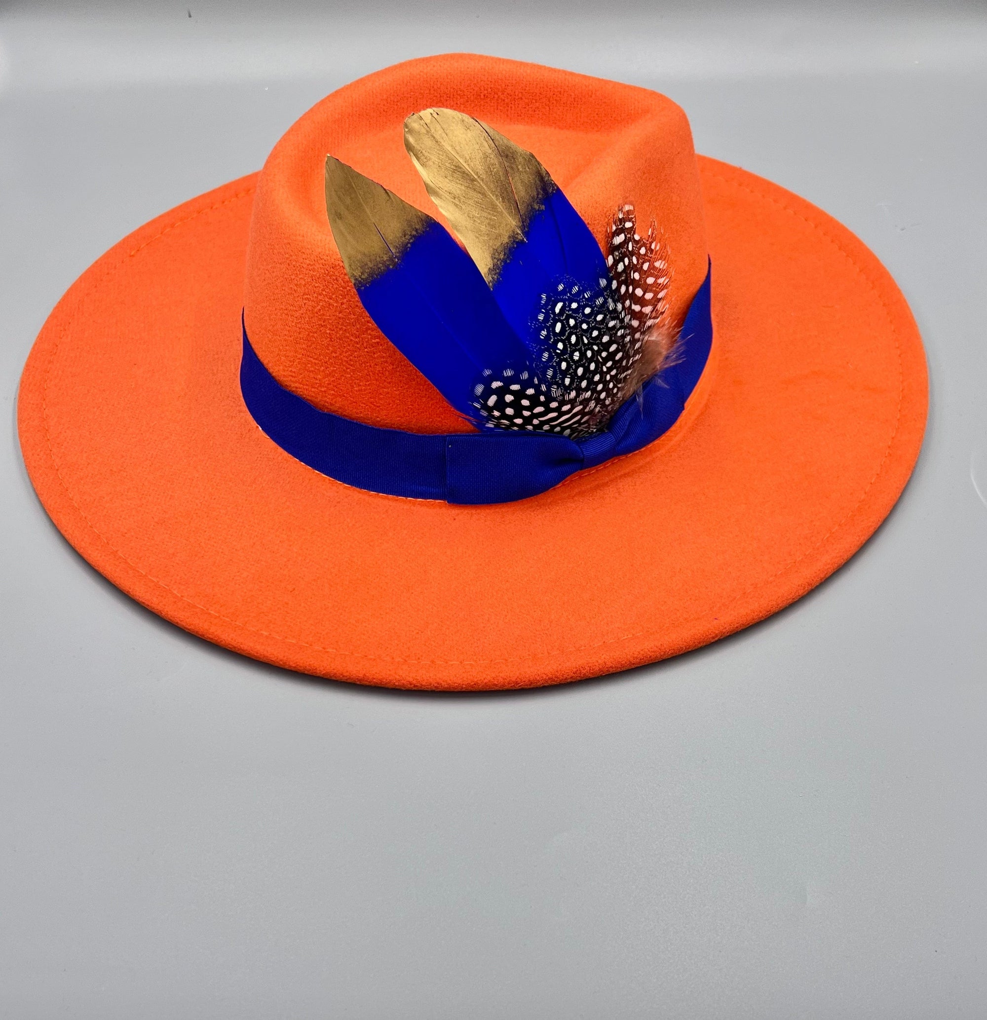 Luxury  Bow Tie Fedora Hat -Orange-0