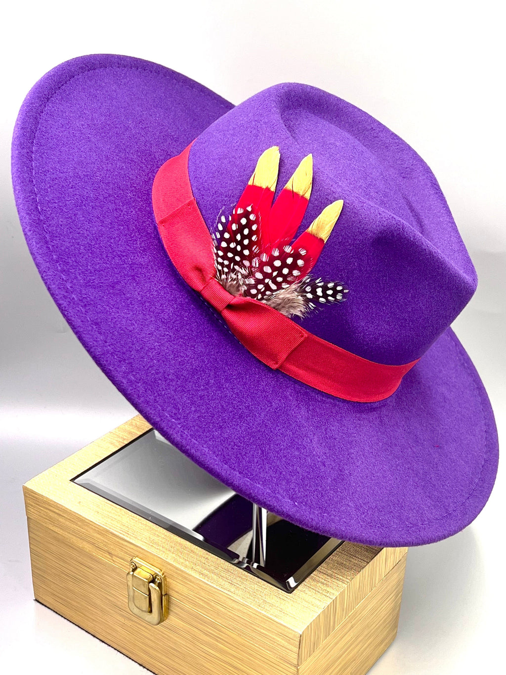 Bow Tie Fedora Hat -Purple Rose-0