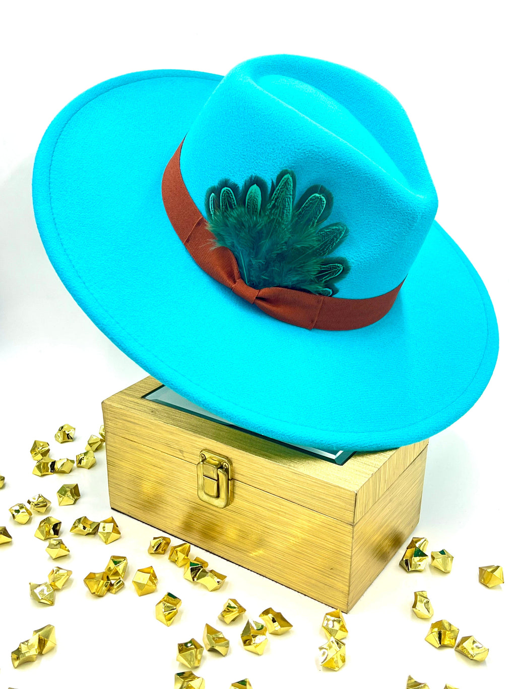 Luxury Fedora Hat -Turquoise-0