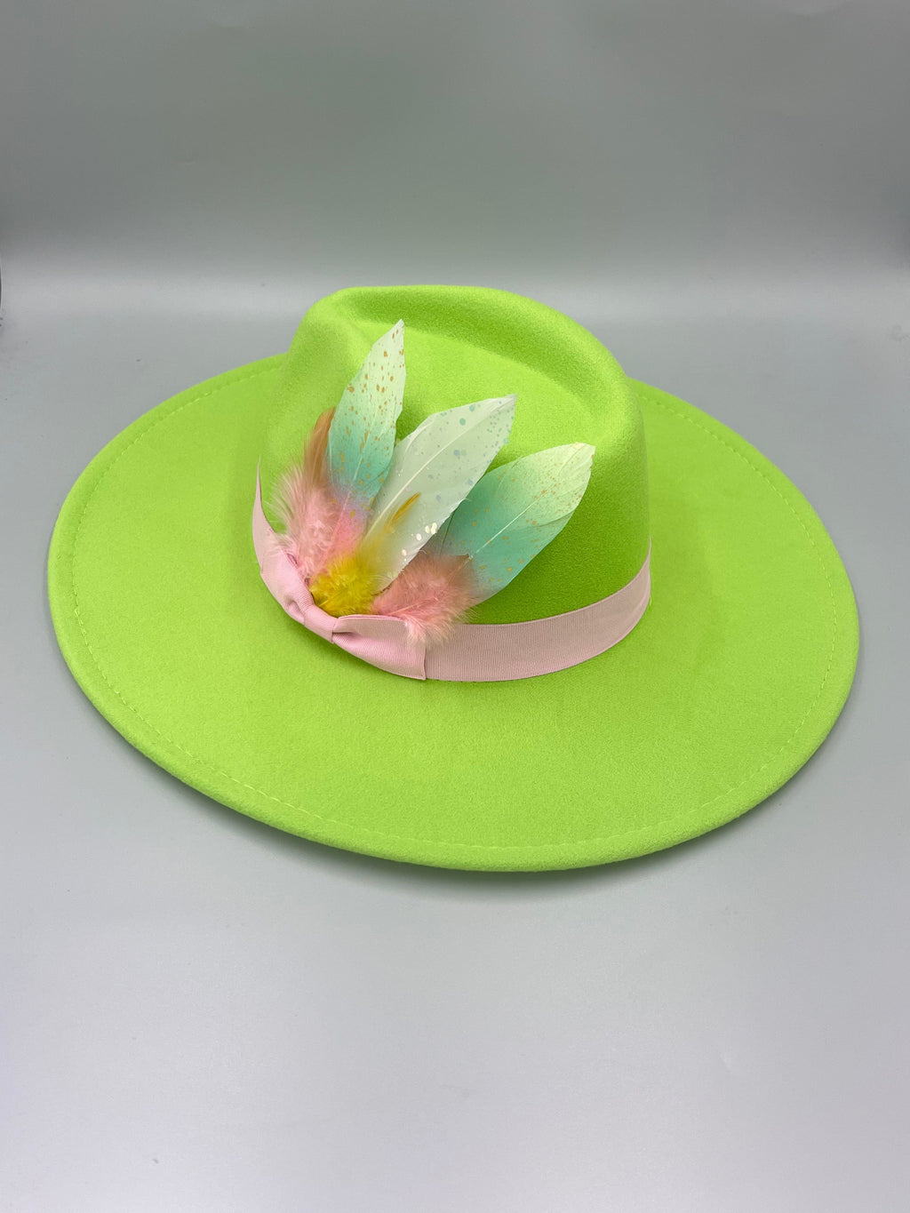 Luxury  Bow Tie Fedora Hat -Limedrop-0