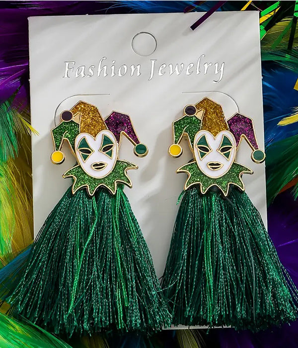 MARDI GRAS THEME EARRING - CLOWN-0