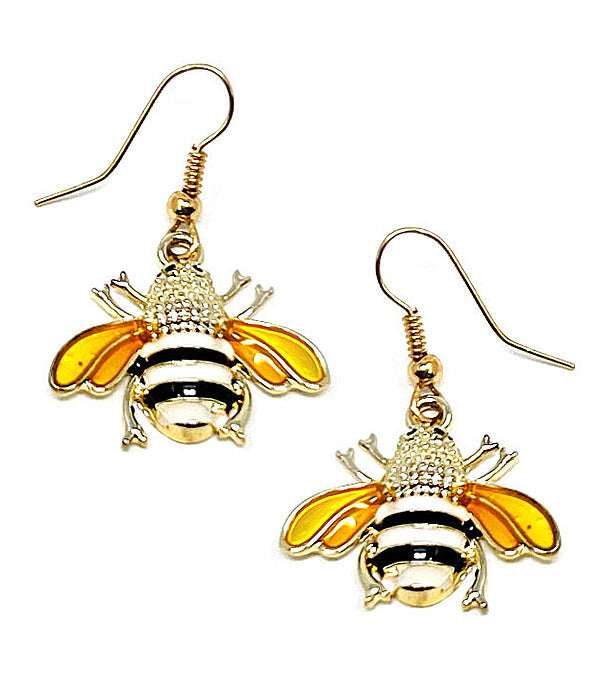 GARDEN THEME EPOXY BEE EARRING-0