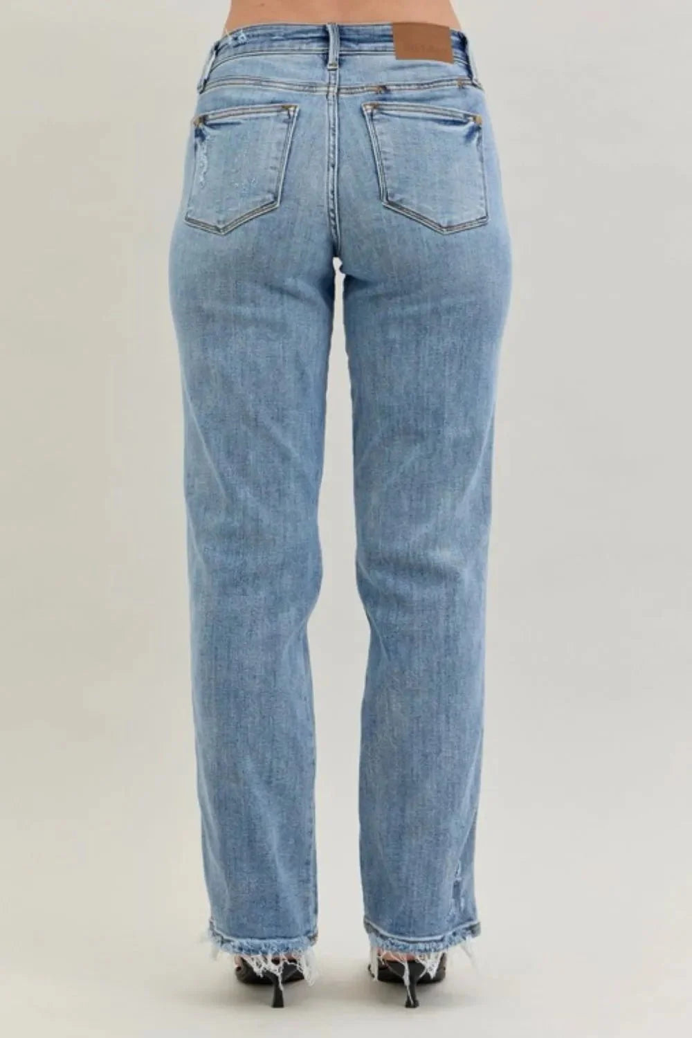 Judy Blue Frayed Hem Cell Phone Pocket Dad Jeans-3