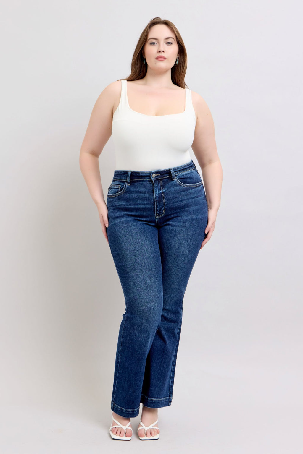 Judy Blue Full Size High Rise Flare Jeans with Pockets Plus Size-0