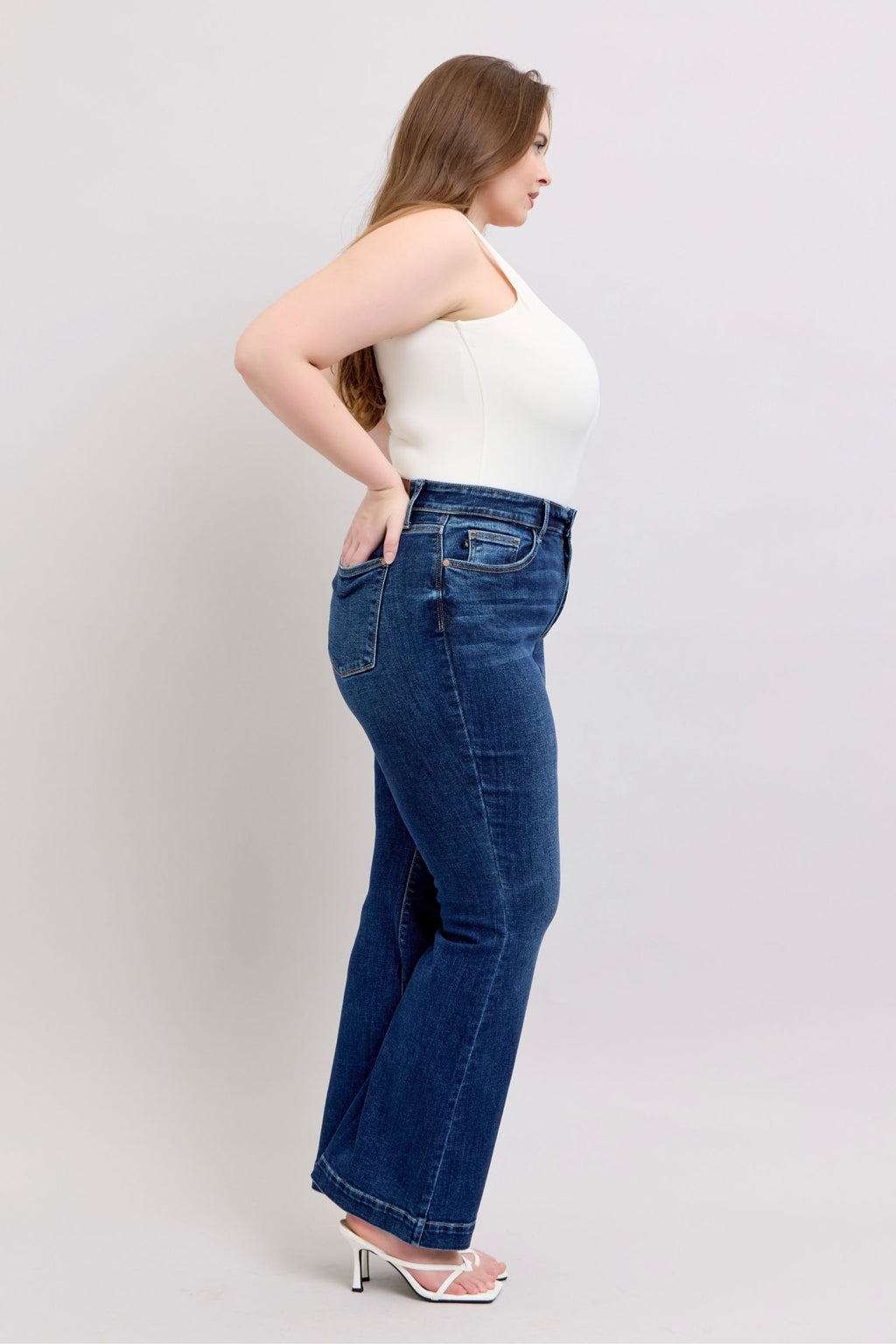 Judy Blue Full Size High Rise Flare Jeans with Pockets Plus Size-3