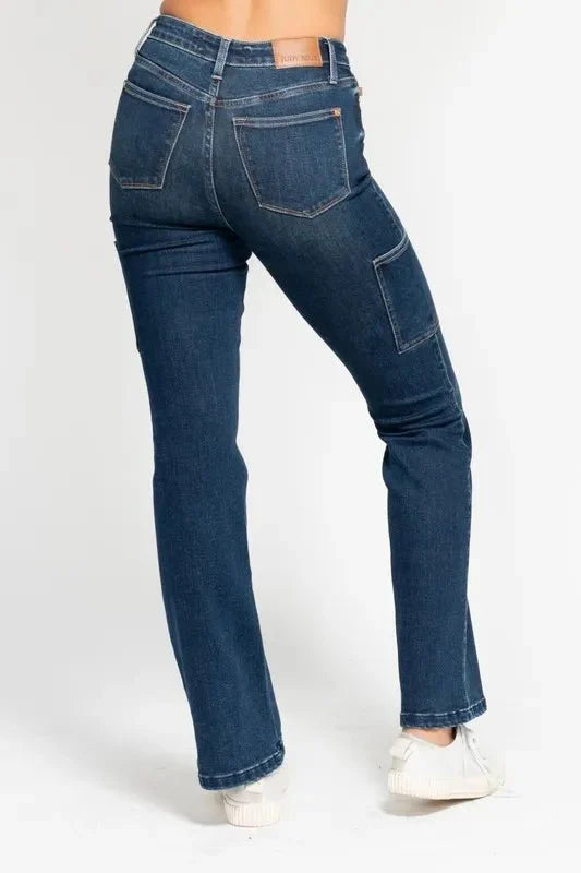 Judy Blue Full Size High Waist Cargo Bootcut Jeans Plus Size-4