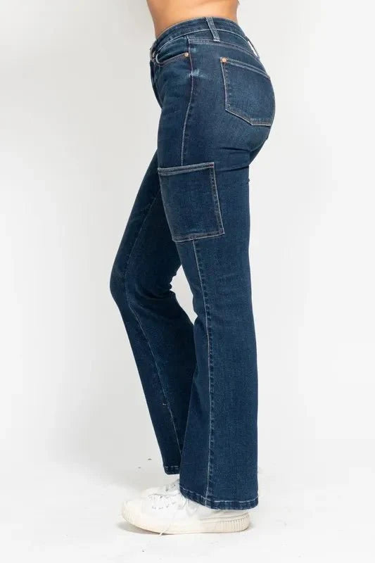 Judy Blue Full Size High Waist Cargo Bootcut Jeans Plus Size-2