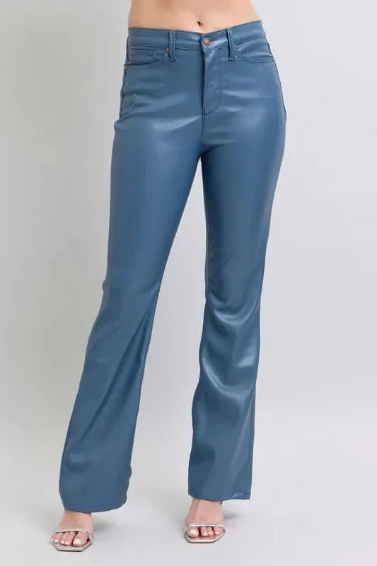 Judy Blue Full Size High Waist Tummy Control Faux Leather Bootcut Pants Plus Size-0