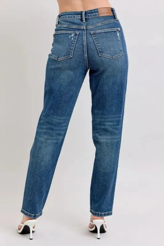 Judy Blue Full Size High Waisted Rigid Magic Non-destroy Straight Leg Jeans Plus Size-4