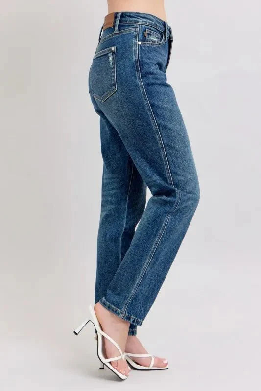 Judy Blue Full Size High Waisted Rigid Magic Non-destroy Straight Leg Jeans Plus Size-3