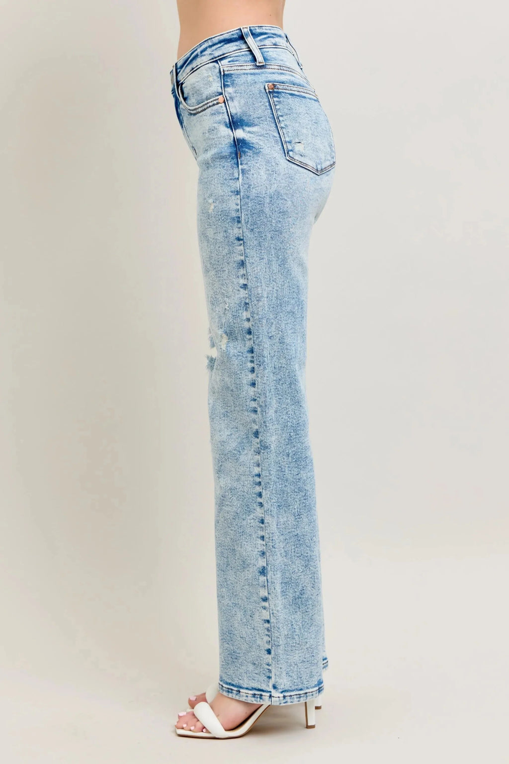 Judy Blue Full Size Hw Mineral Wash Destroy 90's Straight Jeans Plus Size-3