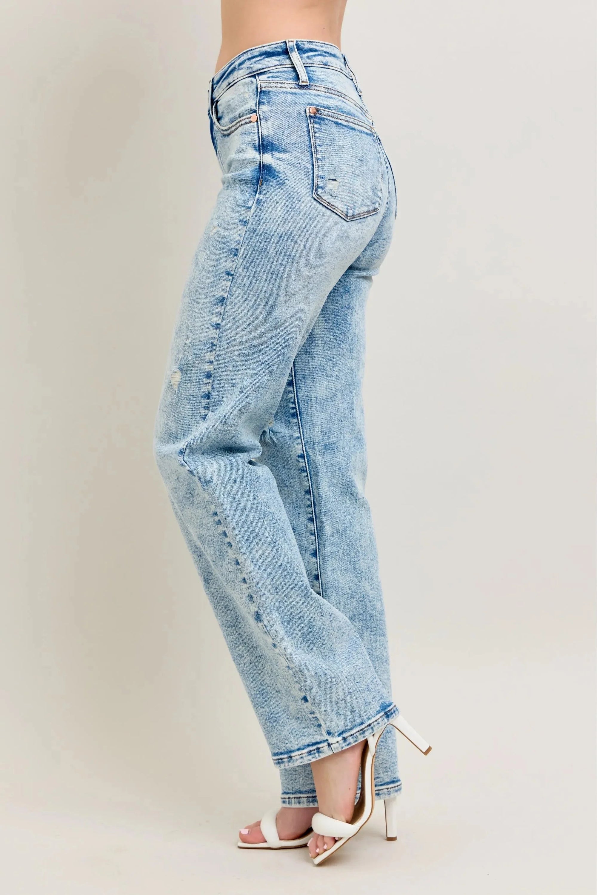 Judy Blue Full Size Hw Mineral Wash Destroy 90's Straight Jeans Plus Size-2