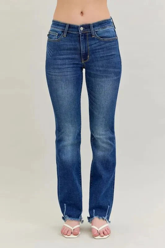 Judy Blue Full Size Mid-rise Non-distressed Hem Bootcut Jeans Plus Size-0