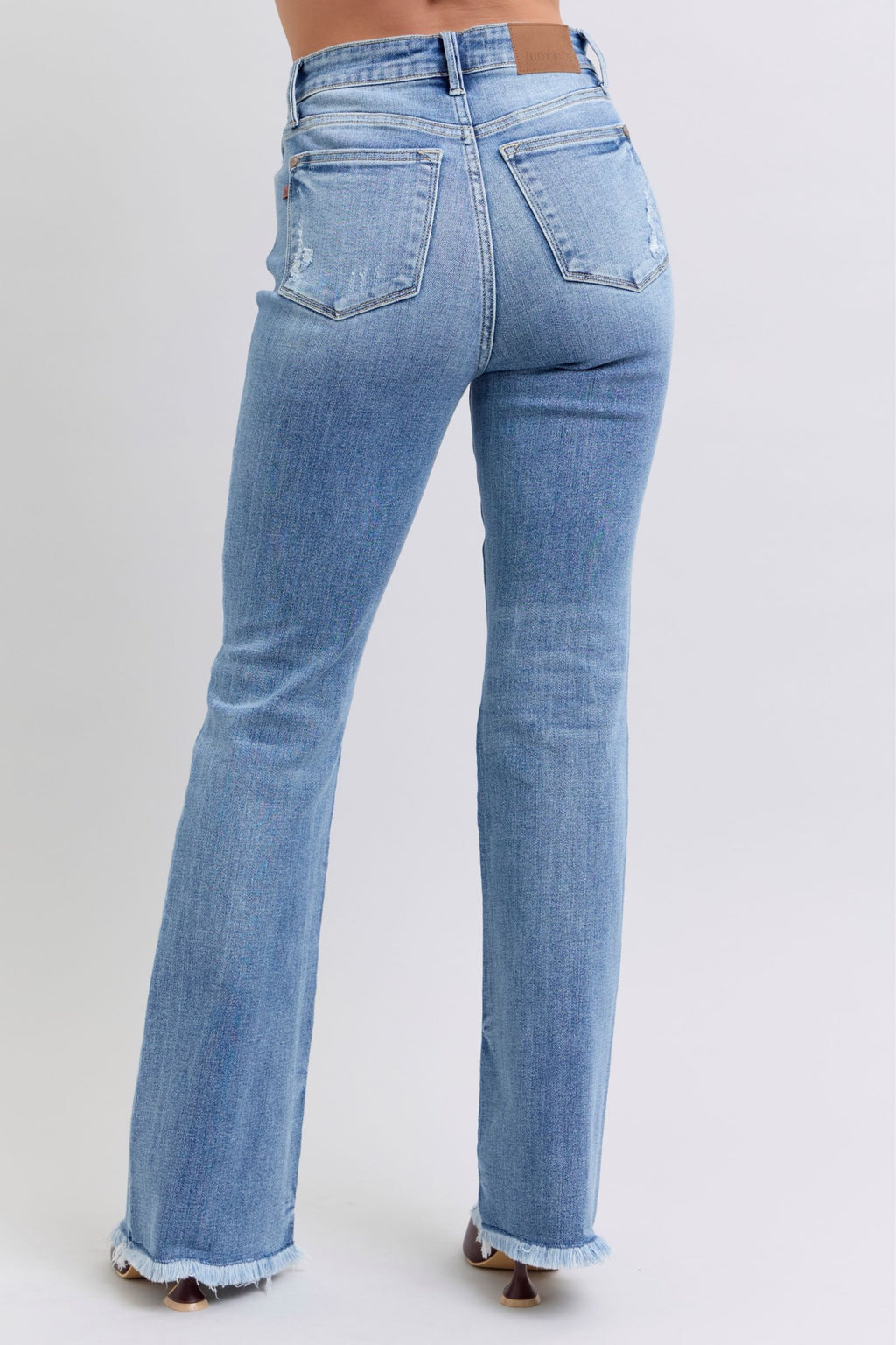 Judy Blue Full Size Raw Hem High Rise Bootcut Jeans-1