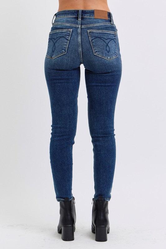 Judy Blue Full Size Run Mid-Rise Waist Skinny Jeans with Thermal Lining-1