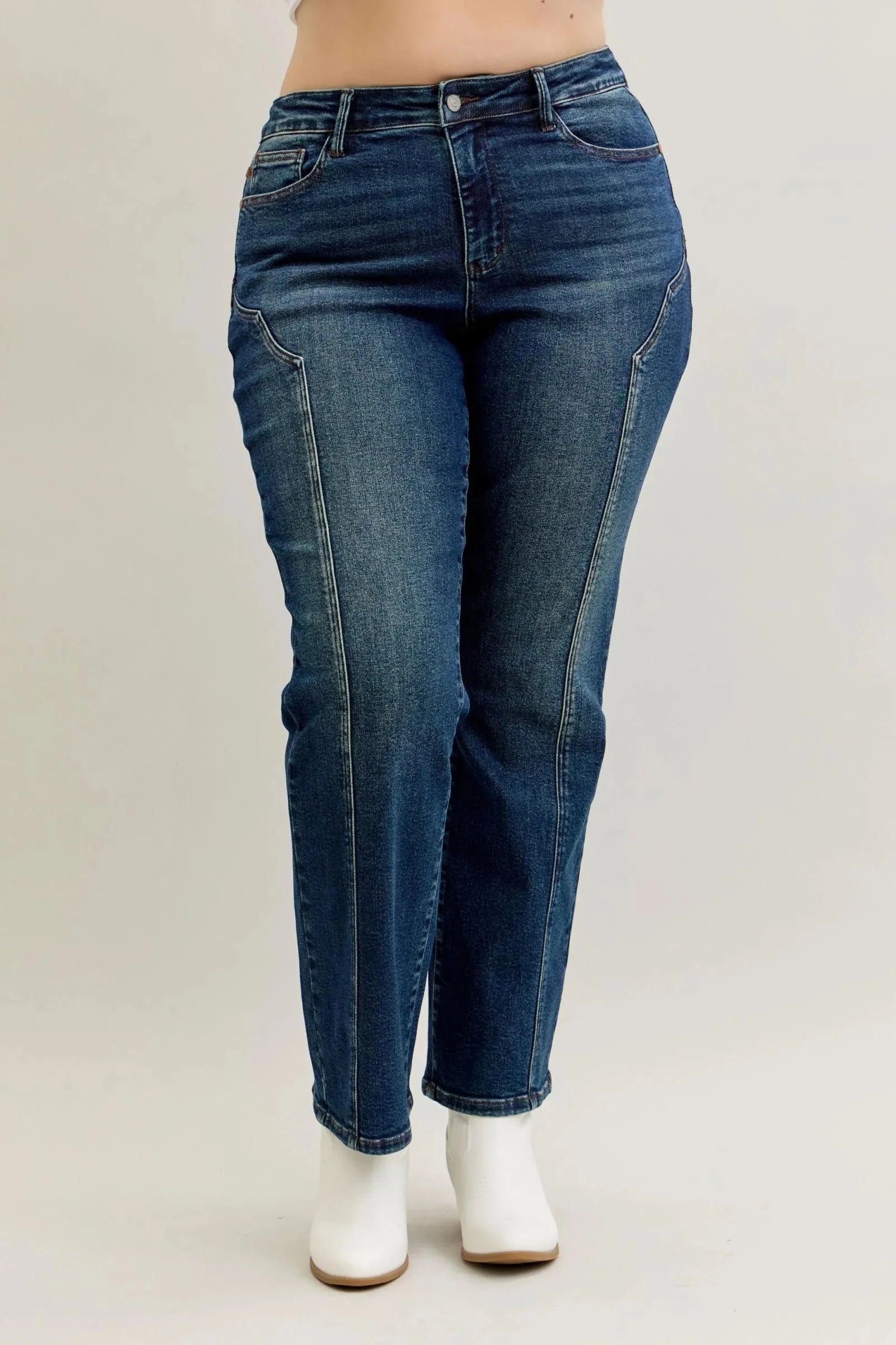 Judy Blue Full Size Seam Detail Straight Leg Jeans Plus Size-3