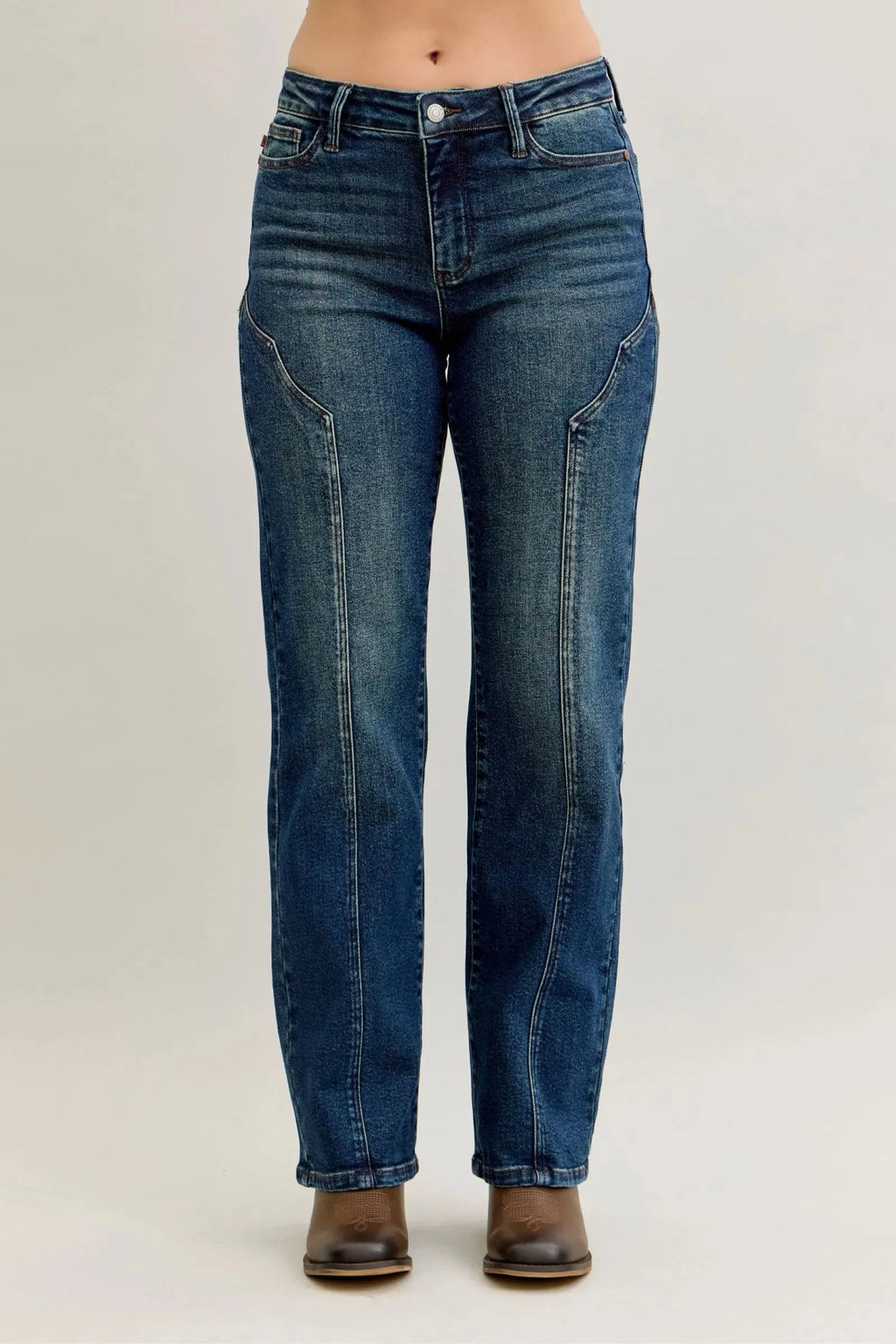 Judy Blue Full Size Seam Detail Straight Leg Jeans Plus Size-0