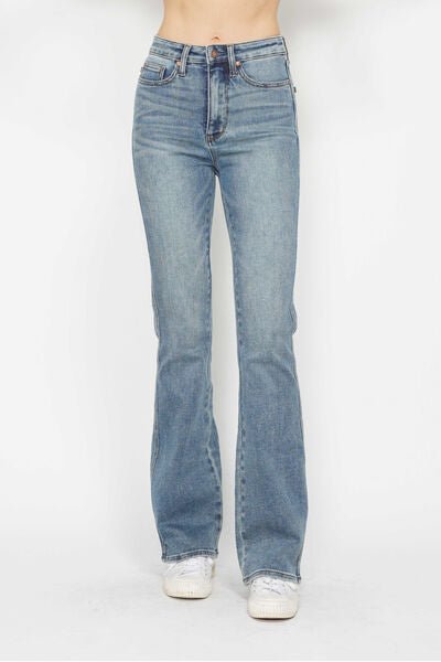 Judy Blue Full Size Tummy Control Back Embroidered Pocketed Bootcut Jeans Plus Size-5