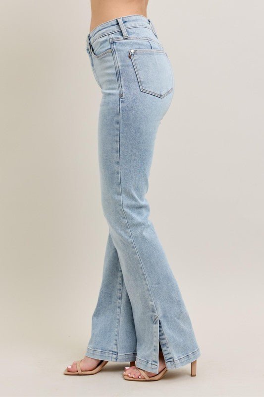 Judy Blue Full Size Tummy Control Vintage Wash Side Slit Slim Boot Jeans Plus Size-3