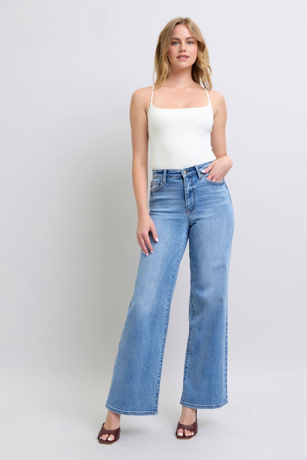 Judy Blue Full Size Wide Leg Jeans with Pockets-1