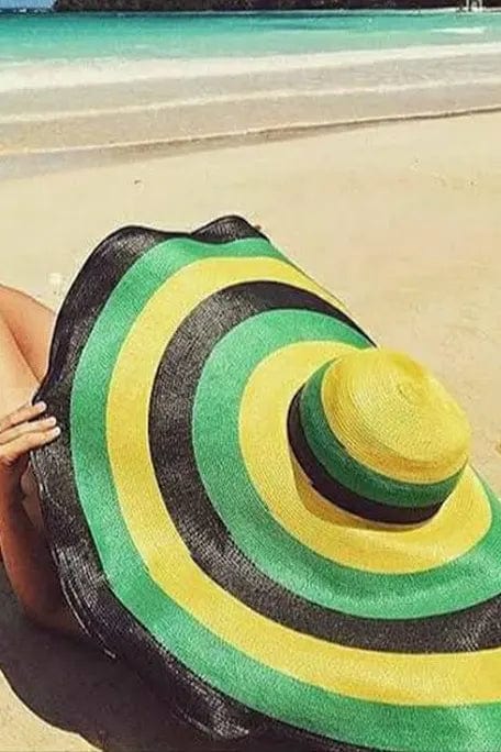Jumbo floppy Beach hat- green colorful-0