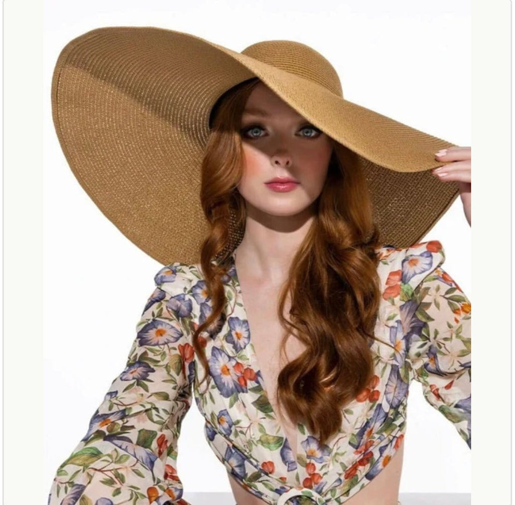 Jumbo floppy Beach hat- Khaki-0