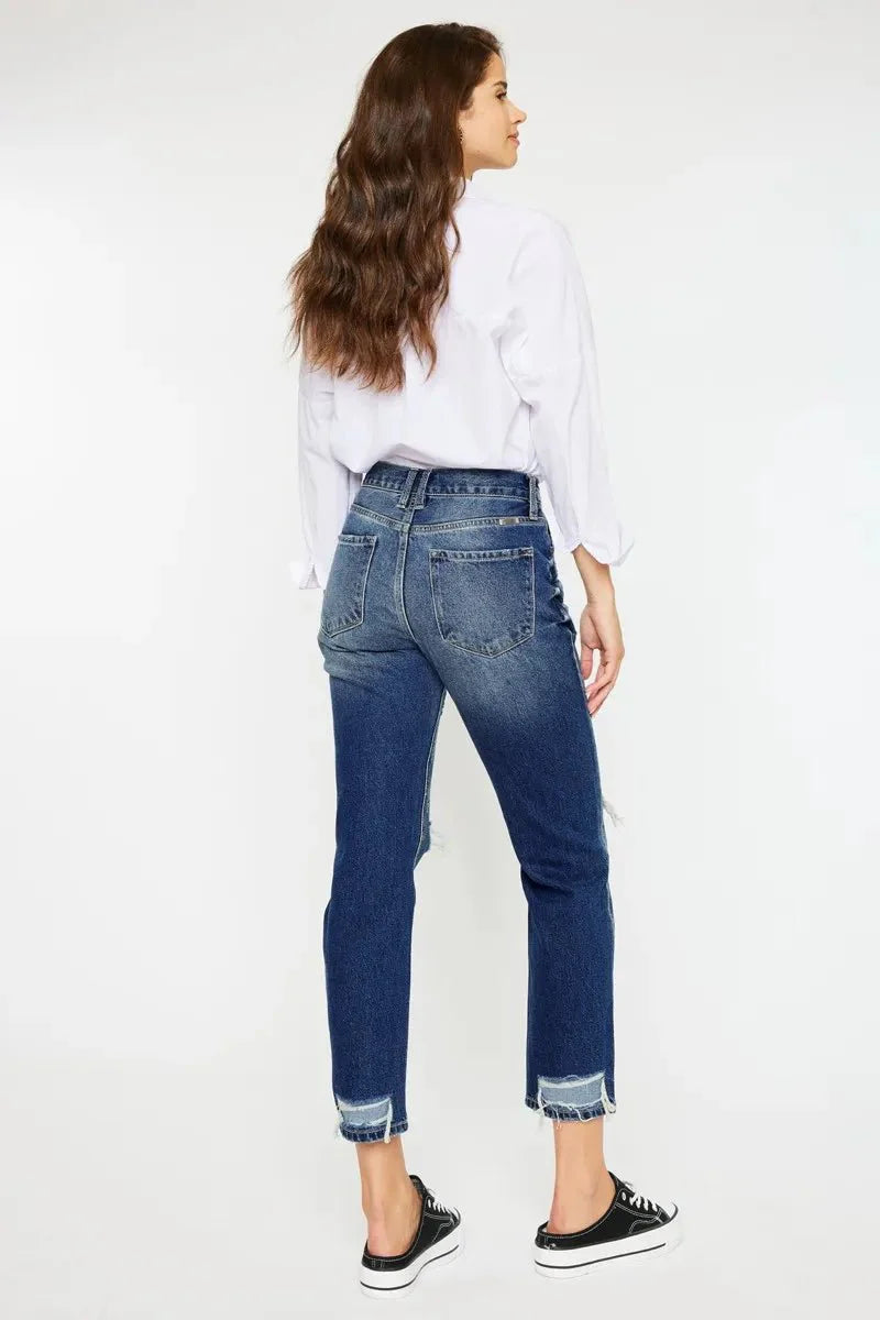 Kancan High Rise Distressed Mom Fit Jeans-3