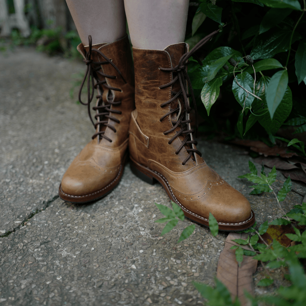 Light Brown Victorian Ankle Boots