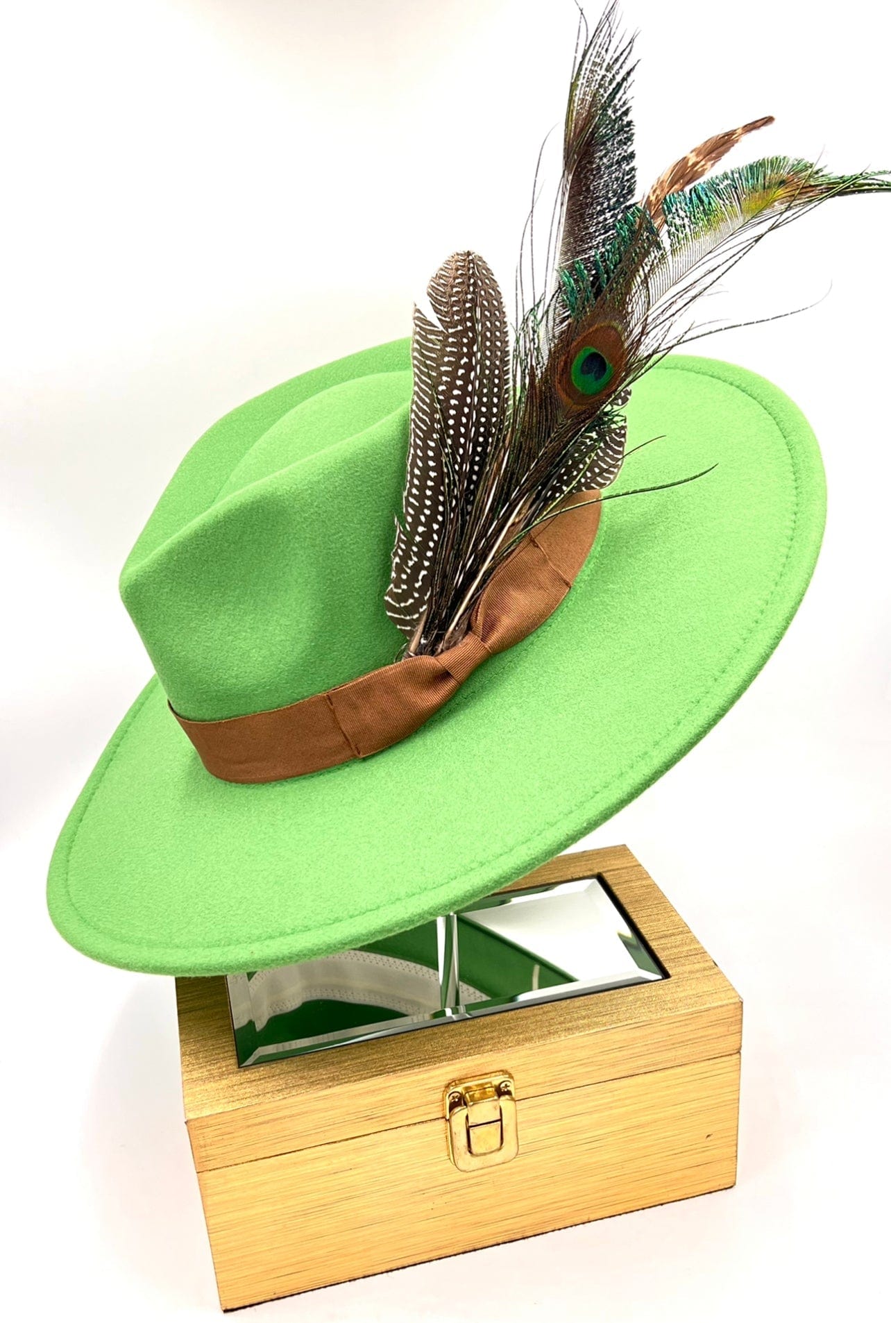 Luxury  Bow Tie Fedora Hat -Peacok-0