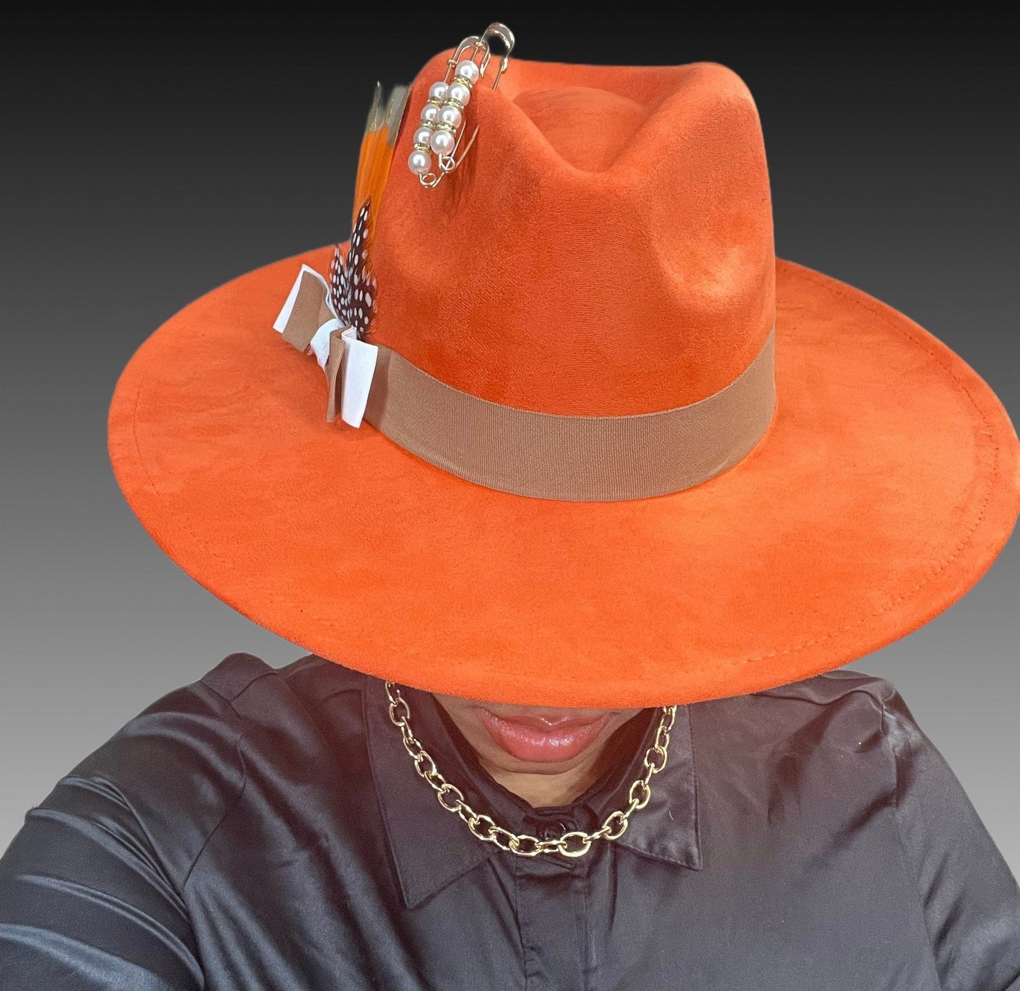 Luxury Fedora Hat-Orangegold-1