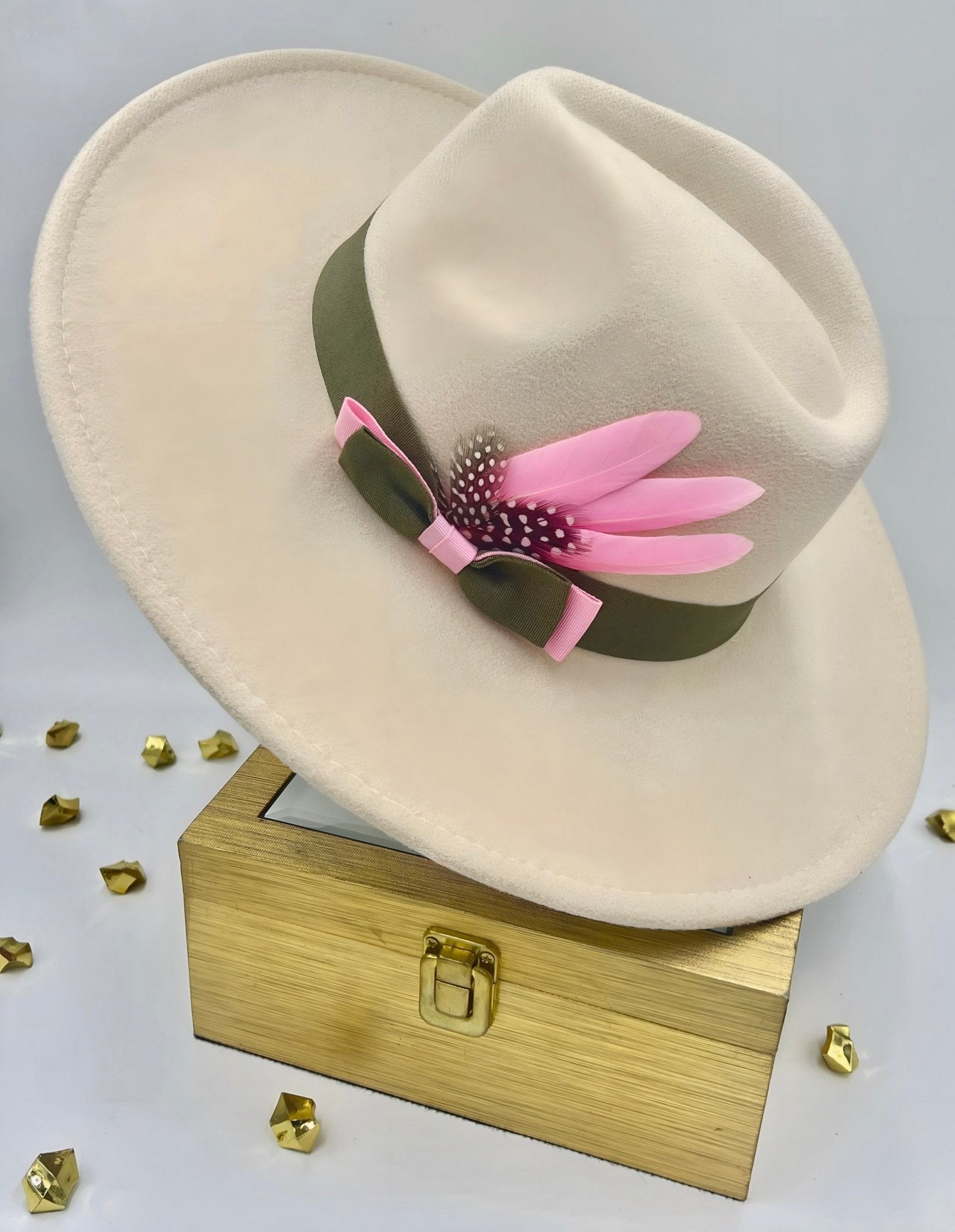 Luxury Fedora Hat-StrawberryCream-0