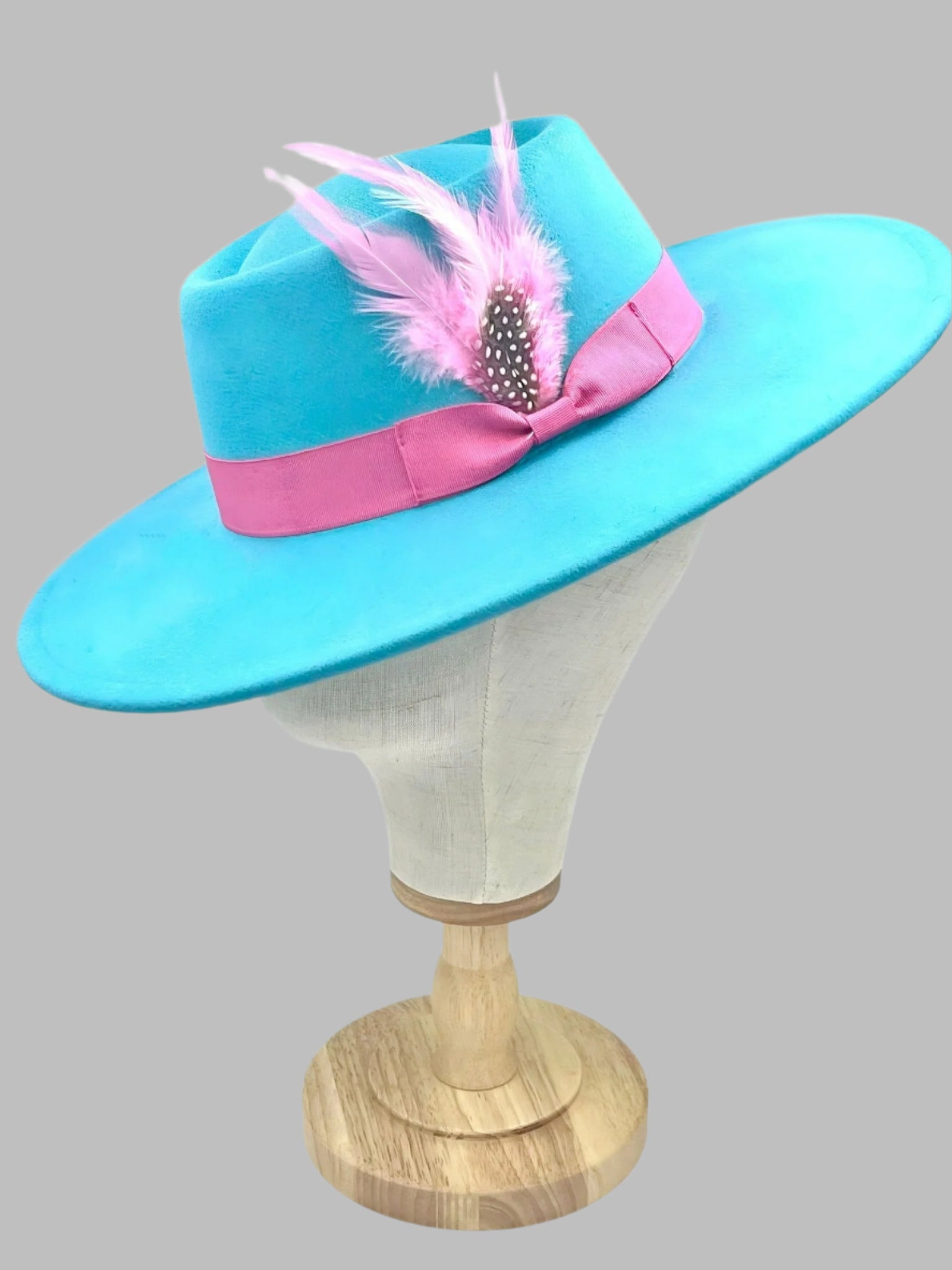 Luxury Round Fedora Hat-Pink-1