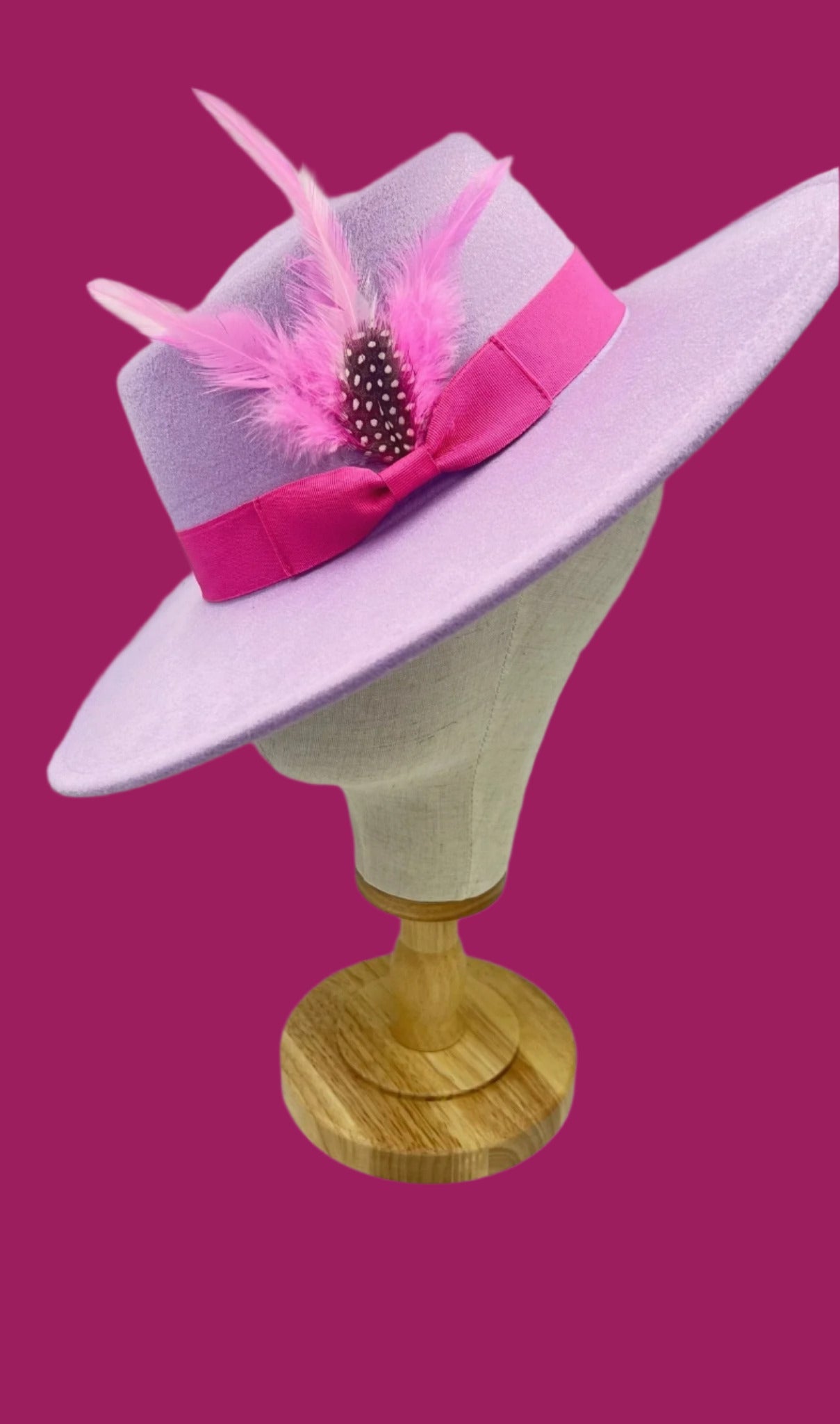 Luxury Round Fedora Hat-Pink lavender-0