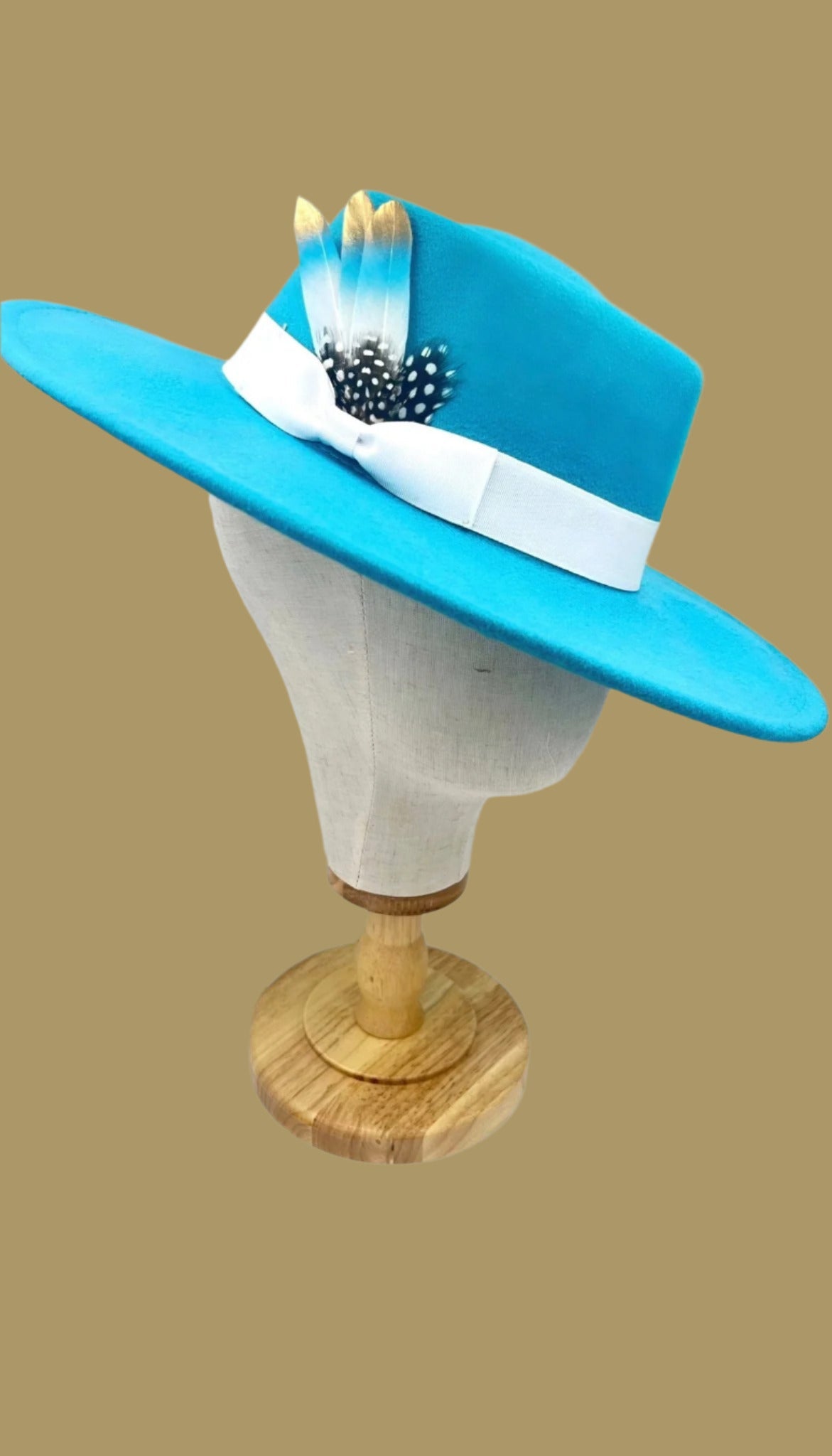 Luxury Round Fedora Hat -Turquoises-0