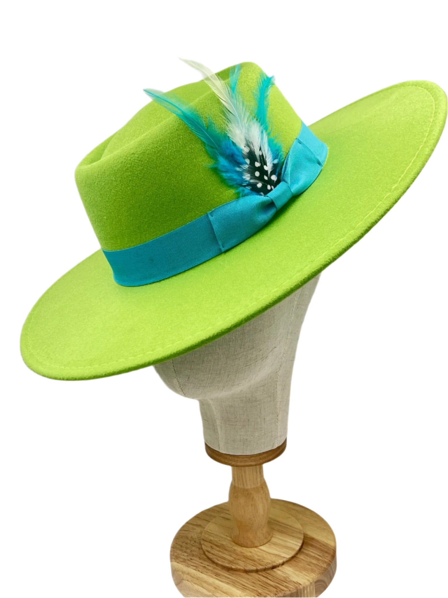 Luxury Round Fedora -Green white-0