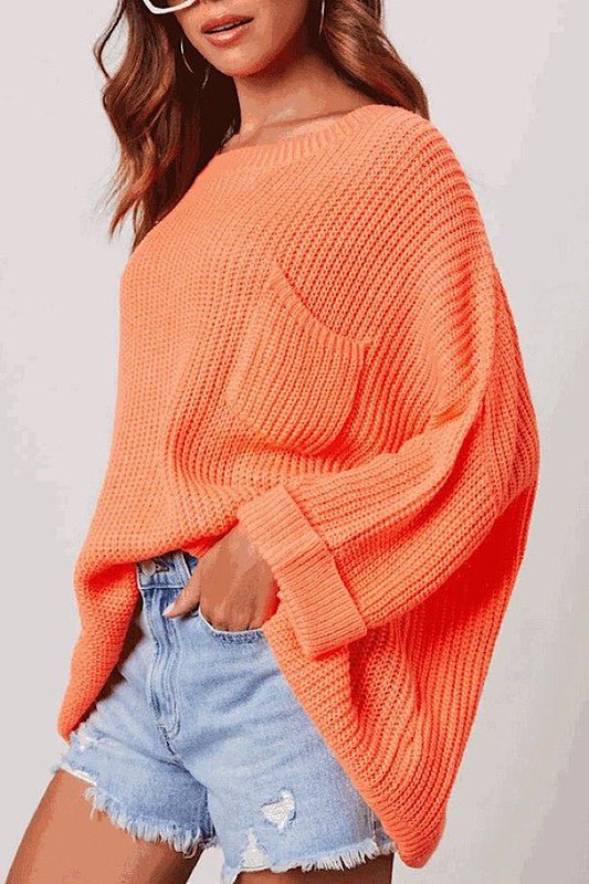 Oversized knit sweater top-0