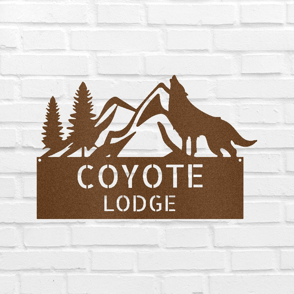Home Sign - Custom Metal Sign, Grey Wolf Design