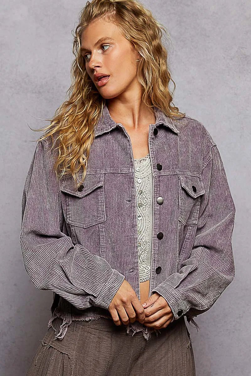 POL Button Down Corduroy Trucker Jacket-0